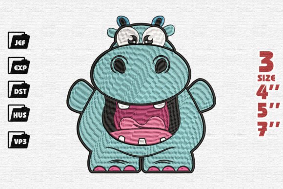 Cute Cartoon Hippo Embroidery Design Review