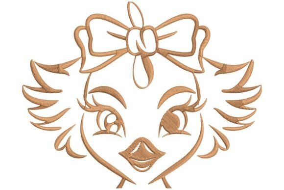 Elegant Bird with Bow Embroidery Design