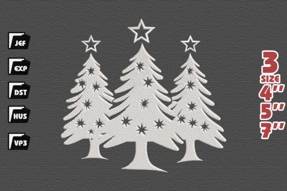 Elegant Christmas Tree Trio Embroidery Design