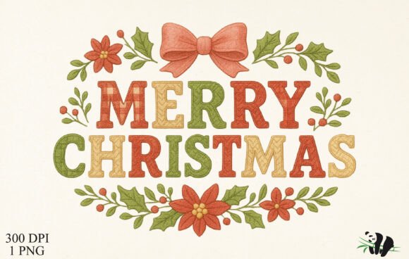 Faux Embroidery Merry Christmas Quote Design Review
