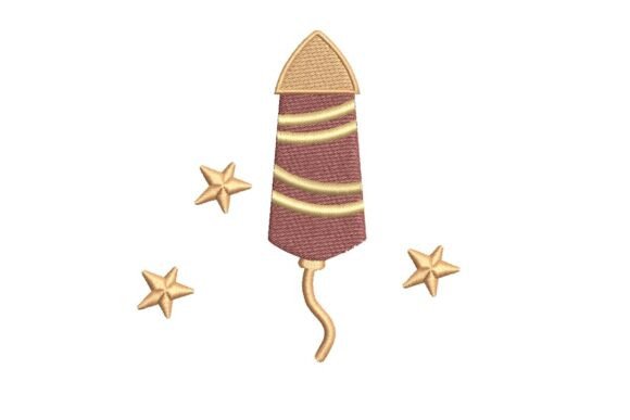 Festive Firework Rocket and Stars Embroidery Design