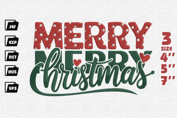 Festive Layered Merry Merry Christmas Embroidery Design Review