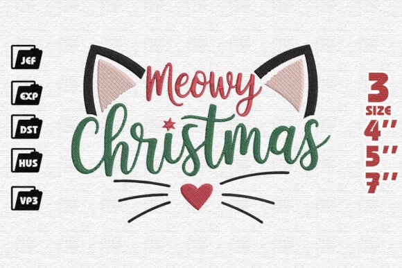 Festive Meowy Christmas Cat Face Embroidery Design Review