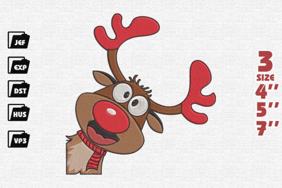 Funny Peeking Christmas Reindeer Embroidery Design Review