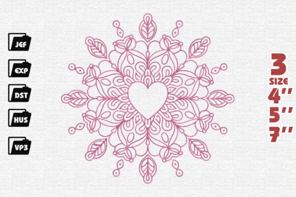 Lacy Pink Heart Mandala Embroidery Design Review