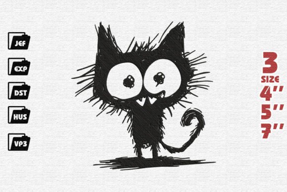 Manic Kitty Halloween Embroidery Pattern