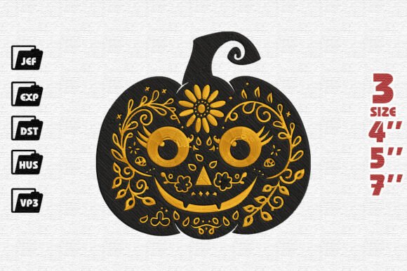 Ornate Floral Jack-o -Lantern Embroidery Design Review