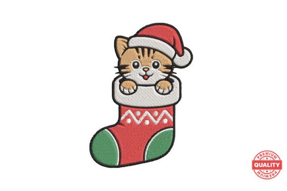 Santa Kitten in Stocking Embroidery: A Designer's Review