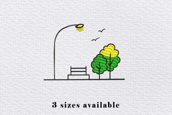 Street Park Embroidery Design File: A Cozy City Scene