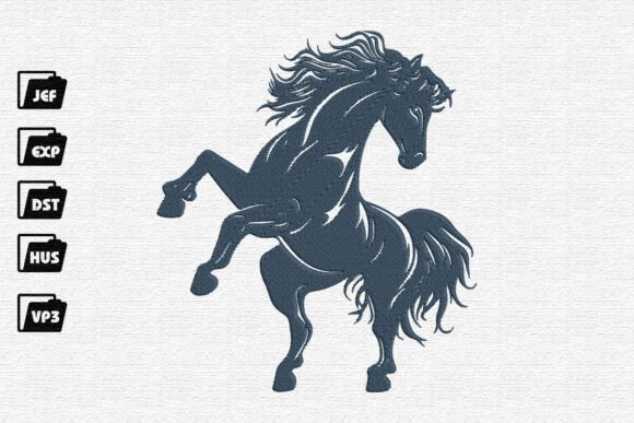 Stylized Rearing Stallion Embroidery Design Review