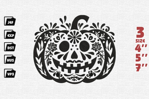 Sugar Skull Pumpkin Embroidery Design Review