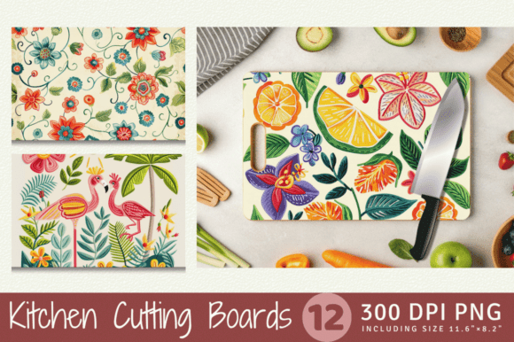 Vintage Summer Embroidery Cutting Boards
